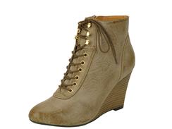 Vegan Lace Up Wedge Bootie