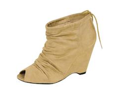 Isaac Vegan Peep-Toe Wedge Bootie