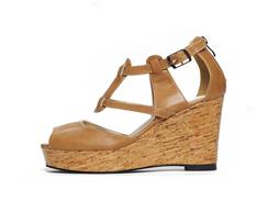 Pia T-Strap Buckle Wedge by Cri de Coeur