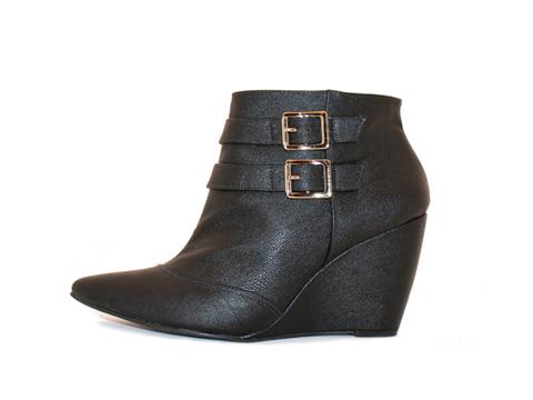 Vegan Shoes & Bags: Faye Wedge Bootie by Neuaura in Black